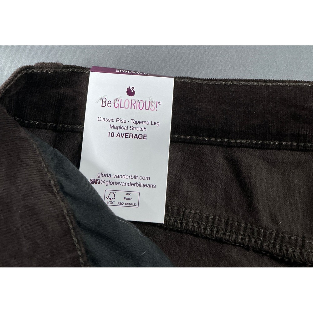 Gloria Vanderbilt Amanda Corduroy Slimming Jeans Brown Tapered Leg Womens 10 Avg - Picture 9 of 11